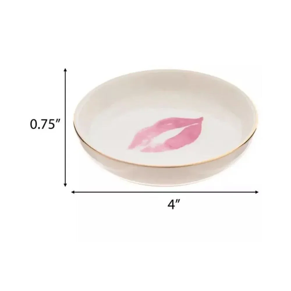 Lips‎ Jewelry Make Up Trinket Ceramic Tray New!